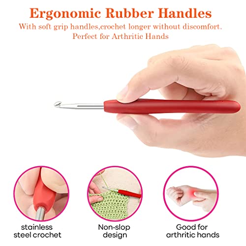 HASTHIP Crochet Hooks Set, Realplus 41 Pcs Full Size Crochet Set, Ergonomic Soft Grip Rubber Handles, Crochet Kits For Beginners Adults, Sister Gift, Crochet Hooks With Case (Green) HASTHIP Crochet Hooks Set, Realplus 41 Pcs Full Size Crochet Set, Ergonomic Soft Grip Rubber Handles, Crochet Kits For Beginners Adults, Sister Gift, Crochet Hooks With Case (Green)